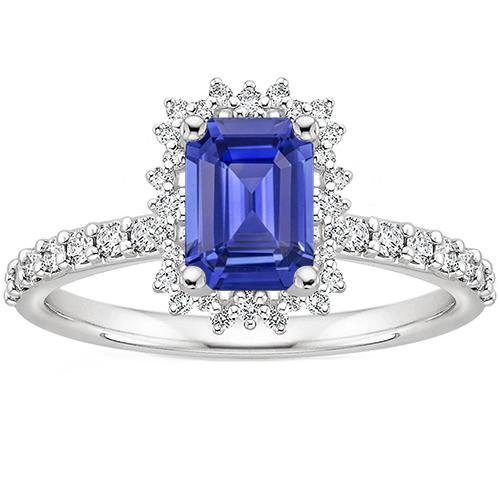 Anello Halo Star Style Zaffiro Ceylon e Diamante 4.50 Carati - harrychadent.it