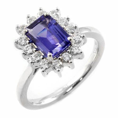 Anello Halo Tanzanite E Diamanti 6.35 Carati Oro Bianco 14K - harrychadent.it