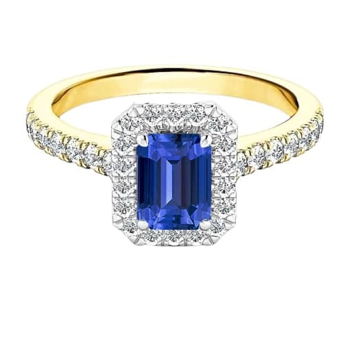 Due toni Halo Emerald Sapphire Ring 3 Carati accenti di diamante - harrychadent.it