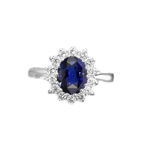 Halo Diamond Oval Blue Sapphire Ring 4 Carati Star Style Jewelry - harrychadent.it