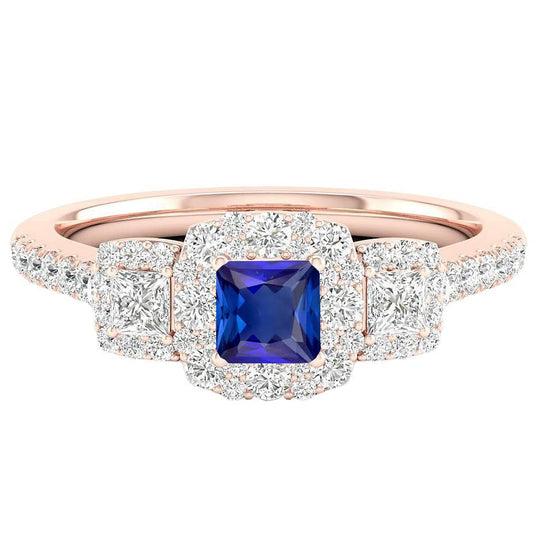 Halo Ring Radiant Sapphire Princess e gioielli con diamanti rotondi 5 carati - harrychadent.it