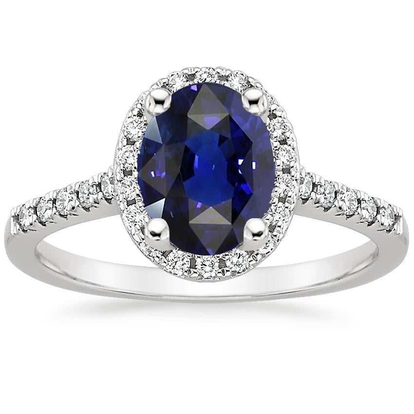 Anello Halo Diamante Taglio Ovale Zaffiro Sri Lanka 4 Carati - harrychadent.it