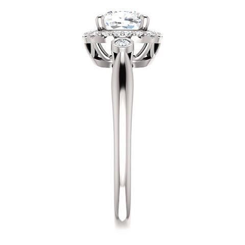 Anello Halo con diamante centrale con tre pietre da 1,26 ct, oro bianco 14 carati - harrychadent.it