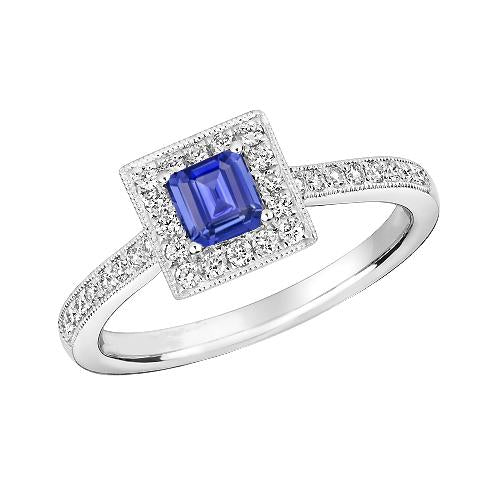Anello Halo con diamante smeraldo blu zaffiro 3 carati oro bianco 14 carati - harrychadent.it
