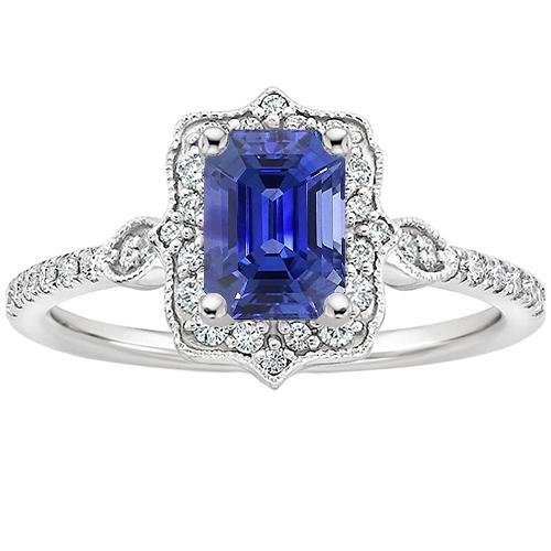 Anello Halo con diamante stile vintage zaffiro blu smeraldo 4 carati - harrychadent.it