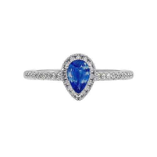 Anello Halo con diamante zaffiro blu pera 4.50 carati in oro genuino Nuovo - harrychadent.it