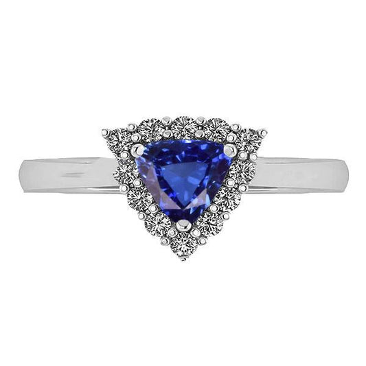 Halo Trillion Blue Sapphire Ring 2.50 carati gioielli con diamanti rotondi - harrychadent.it