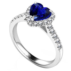 Anello Halo con zaffiro Ceylon da 3,50 carati e diamante con pietre preziose