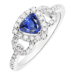 Anello Halo con zaffiro Srilanka da 3 trilioni di carati e gioielli accentati con diamanti