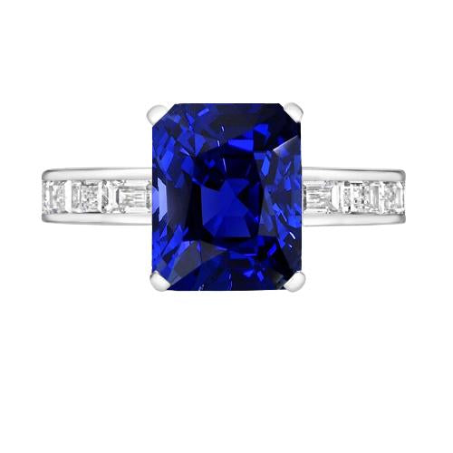 Princess & Baguette Diamond Sapphire Ring Radiant 3 carati Channel Set - harrychadent.it