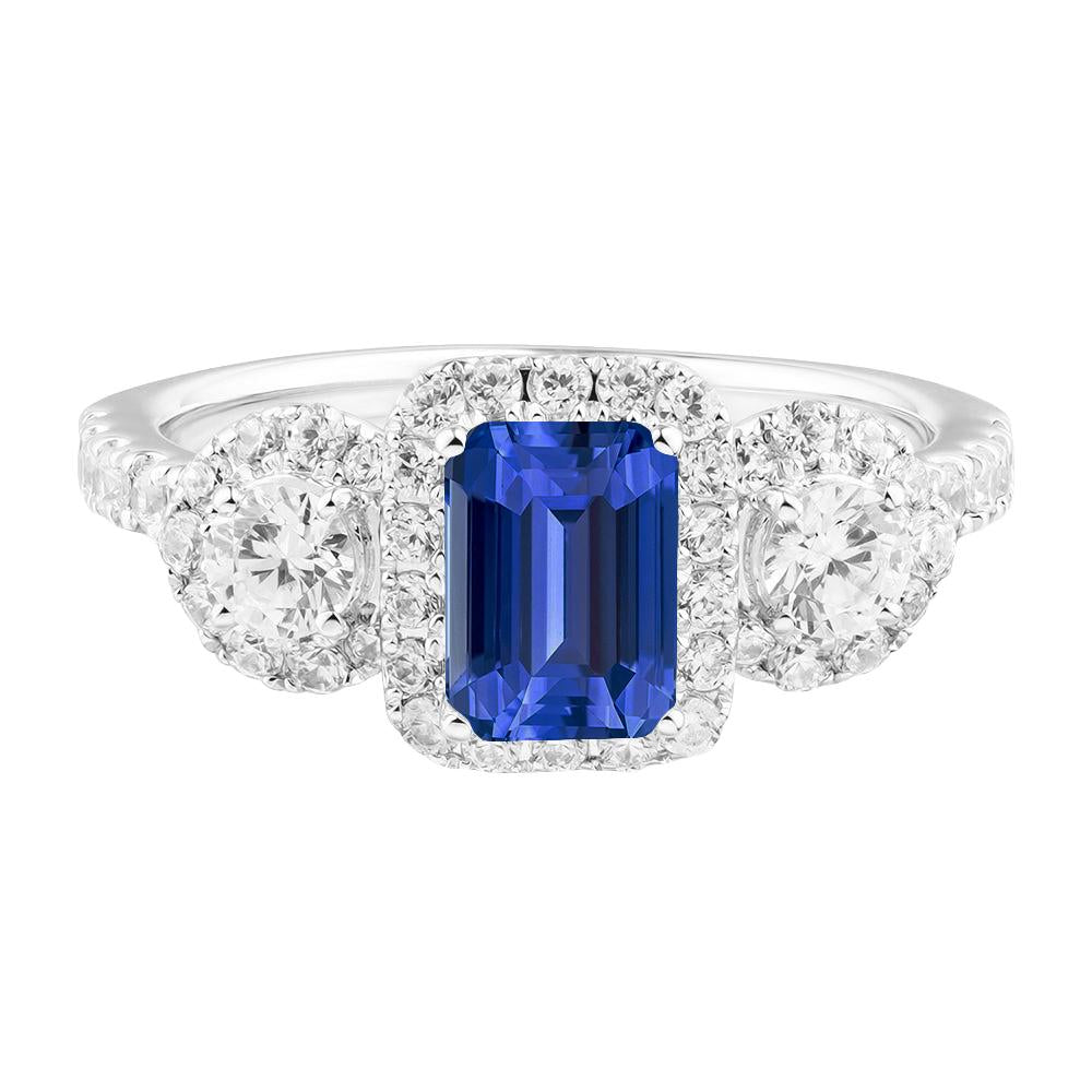 Halo Emerald Sapphire Ring 4.50 carati gioielli in oro con diamanti rotondi - harrychadent.it