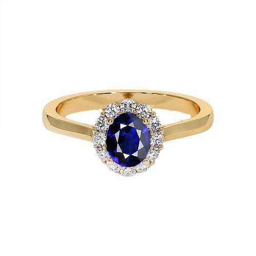 Anello Halo da donna con diamante zaffiro blu ovale naturale 7.50 carati - harrychadent.it