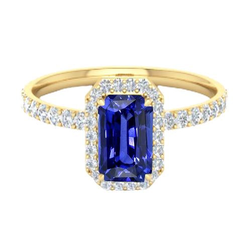Anello Halo da donna Zaffiro Ceylon taglio radiante con accenti 3.50 carati - harrychadent.it