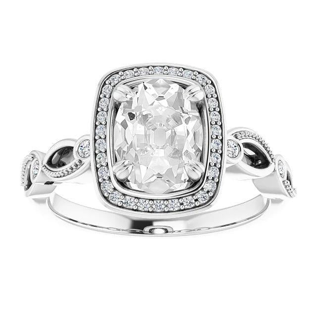 Anello Halo da donna, ovale, taglio antico e diamanti neri, oro 6,75 carati - harrychadent.it