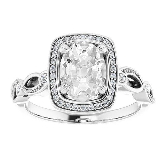 Anello Halo da donna, ovale, taglio antico e diamanti neri, oro 6,75 carati - harrychadent.it