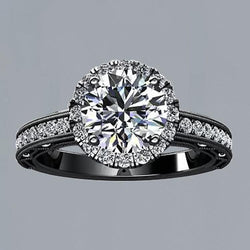 Anello Halo di fidanzamento con diamante rotondo stile fiore 2.10 carati BG 14K