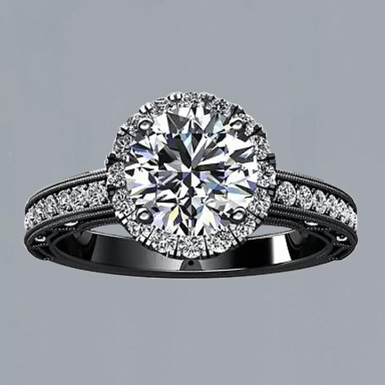 Anello Halo di fidanzamento con diamante rotondo stile fiore 2.10 carati BG 14K - harrychadent.it