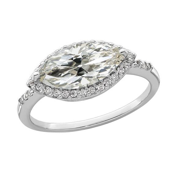 Anello Halo in oro bianco Marquise Old Mine Cut Diamante 6 Carati Jewelry - harrychadent.it