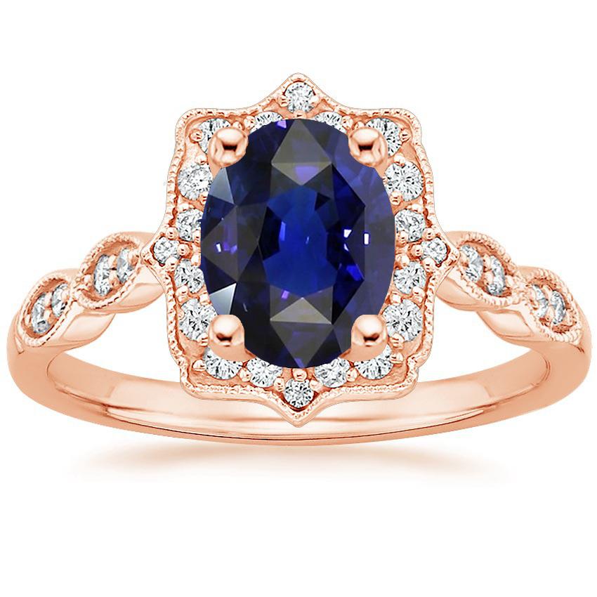Anello Halo Stile Vintage Ovale Zaffiro Ceylon & Diamanti 3.75 Carati - harrychadent.it