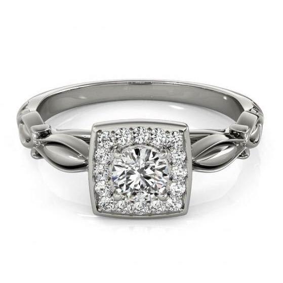 Anello Halo per anniversario di fidanzamento con diamante rotondo 1.10 carati WG 14K - harrychadent.it