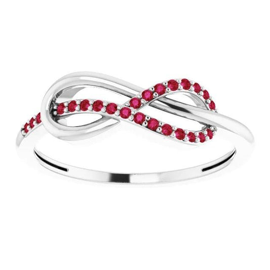 Anello Infinito Con Rubino Contorto Oro Bianco 14K 1.25 Carati - harrychadent.it