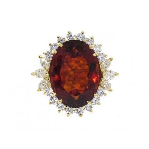 Anello Madeira Citrino Ovale E Diamanti Oro Giallo 14K Gioielli 29.50 Ct - harrychadent.it