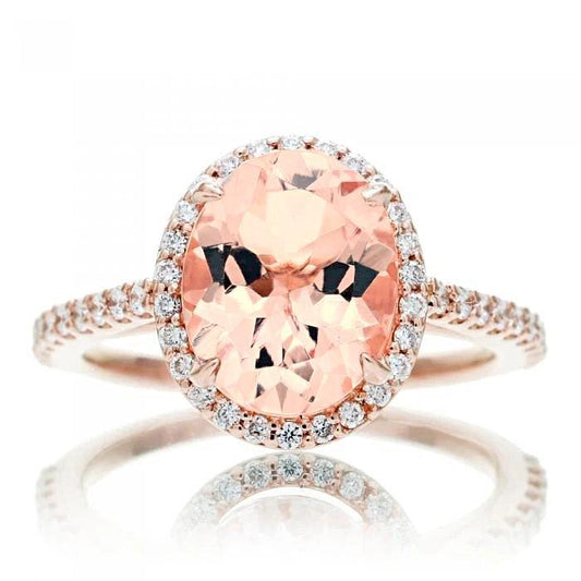Anello Morganite Con Diamanti 27.50 Carati Oro Rosa 14K - harrychadent.it