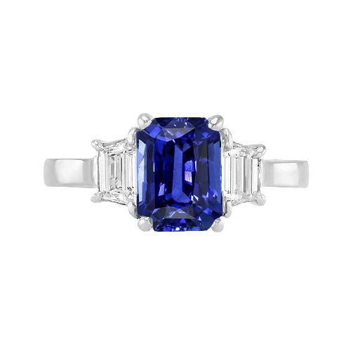 Anello Gemma Zaffiro Blu Radiante & Diamante Trapezio 2.50 Carati - harrychadent.it