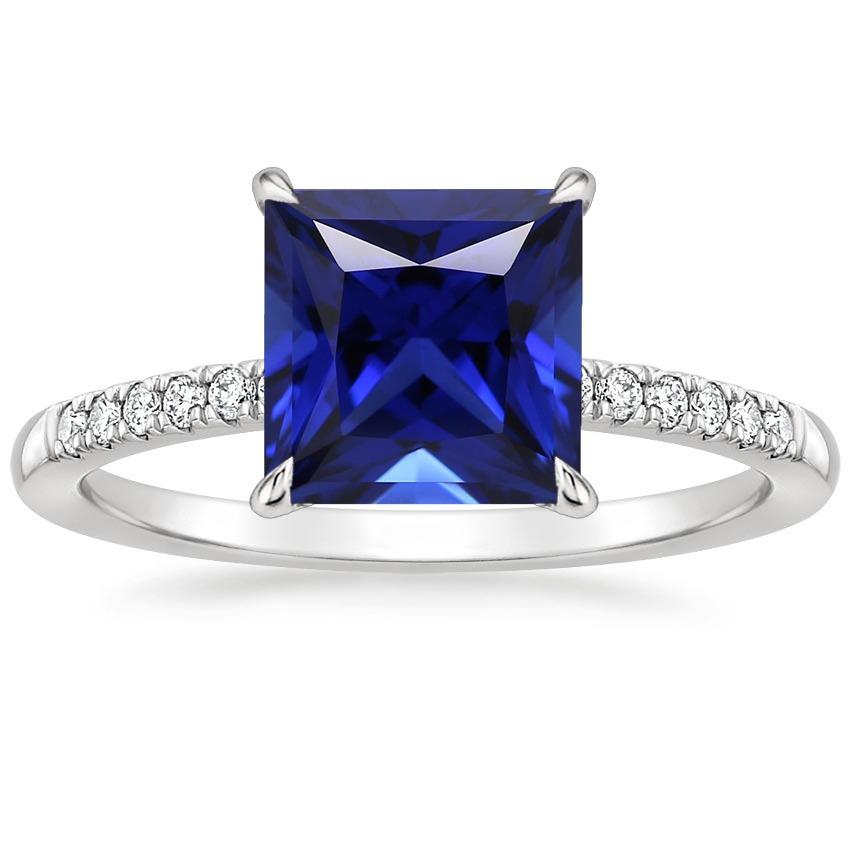 Anello Princess Solitaire Accents con zaffiro blu e diamante 5.5 carati - harrychadent.it