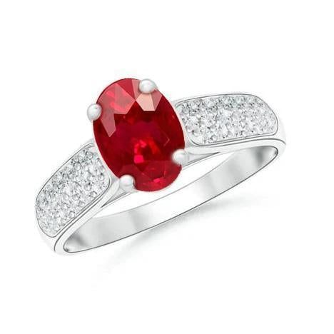Anello Rubino Con Diamanti 4.80 Carati Oro Bianco 14K - harrychadent.it