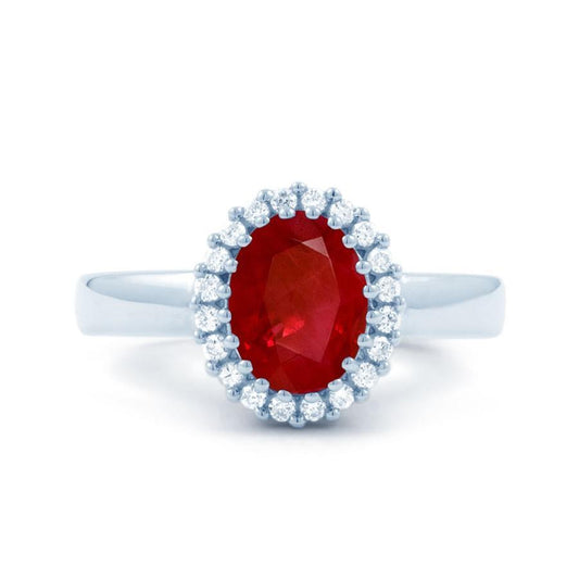 Anello Rubino Rosso Con Diamanti 5.75 Carati Oro Bianco 14K - harrychadent.it