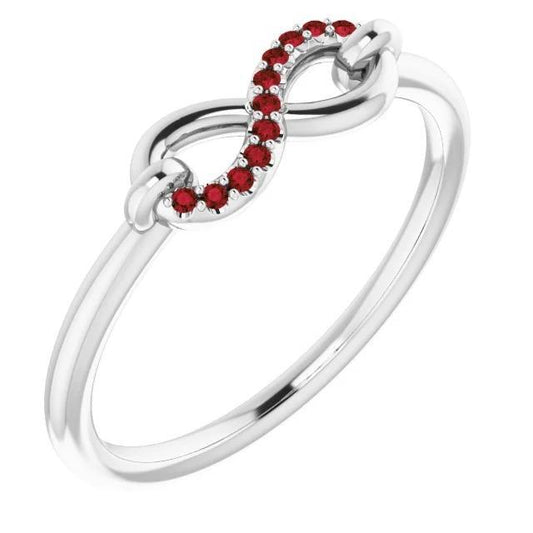 Anello Rubino Rotondo Infinity 1 Carato Oro Bianco 14K - harrychadent.it