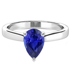 Anello Solitario Anniversario A Forma Di Pera Con Zaffiro Ceylon 2 Carati