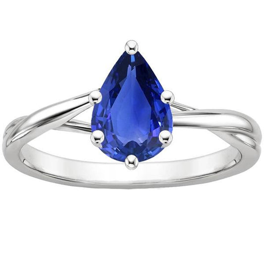 Anello Solitario Anniversario Pera Zaffiro Ceylon 3.50 Carati - harrychadent.it