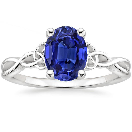 Anello Solitario Anniversario Stile Vintage Ovale Blu Zaffiro 2 Carati - harrychadent.it