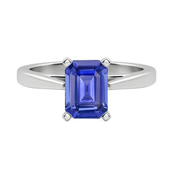 Anello Solitario Cattedrale Zaffiro Smeraldo 2 Carati Incastonatura Ceylon