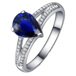 Anello Solitario Con Accenti Doppio Gambo Blu Zaffiro 3.25 Carati