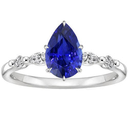 Anello Solitario Con Accenti Pera Zaffiro Sri Lanka 4.50 Carati