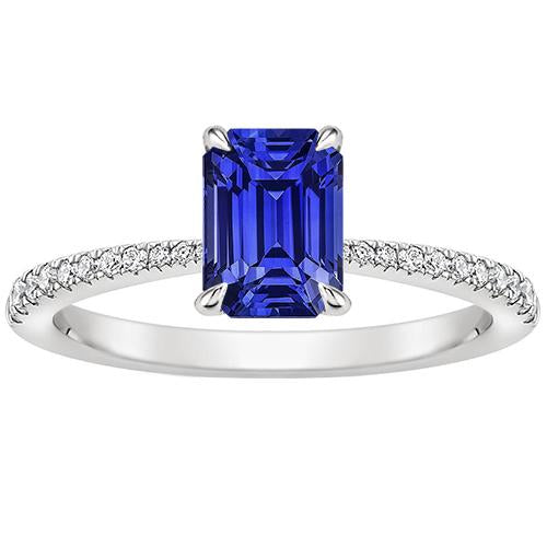 Anello Solitario Con Accenti Zaffiro Blu Smeraldo & Diamante 4 Carati - harrychadent.it