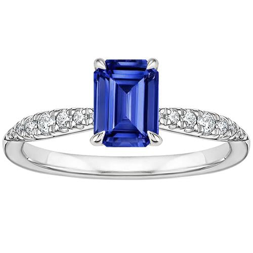 Anello Solitario Con Accenti Zaffiro Blu Smeraldo & Diamante 4 Carati - harrychadent.it