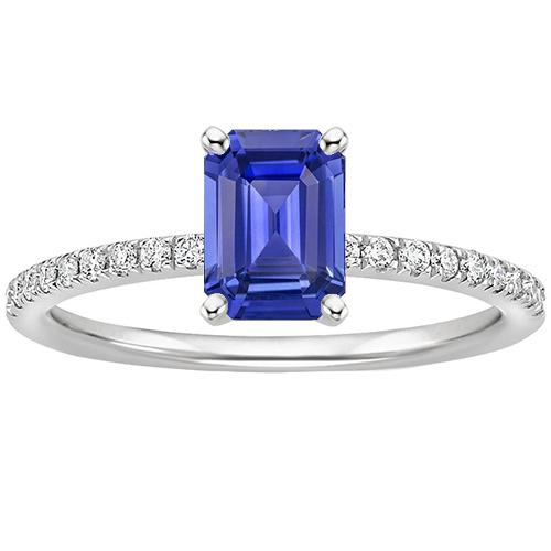 Anello Solitario Con Accenti Zaffiro Blu Smeraldo & Diamanti 4 Carati - harrychadent.it