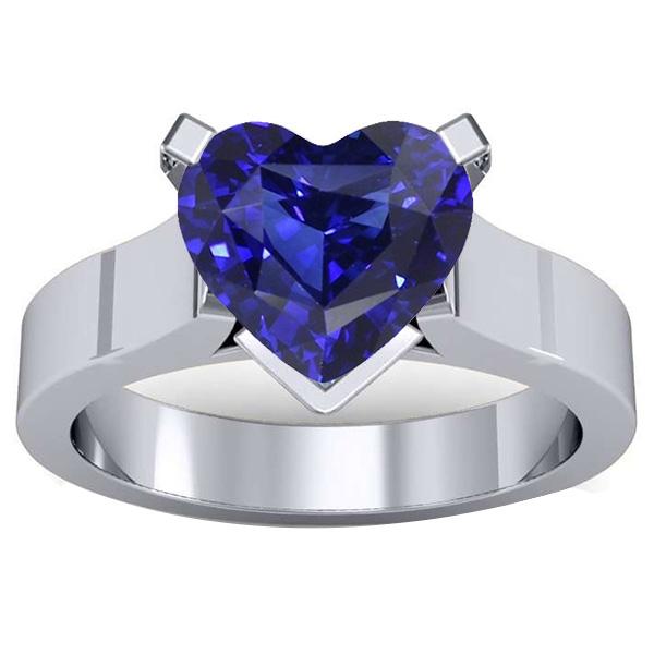 Anello Solitario Cuore Ceylon Blue Sapphire 3 Carati Gioielli da Donna - harrychadent.it