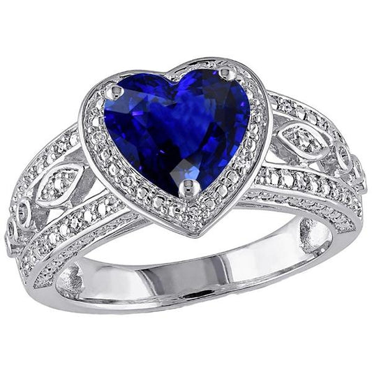 Anello Solitario Cuore Zaffiro Blu Profondo Stile Vintage 2 Carati - harrychadent.it