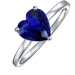 Anello Solitario Cuore Zaffiro Sri Lanka 2.50 Carati Oro Bianco 14K