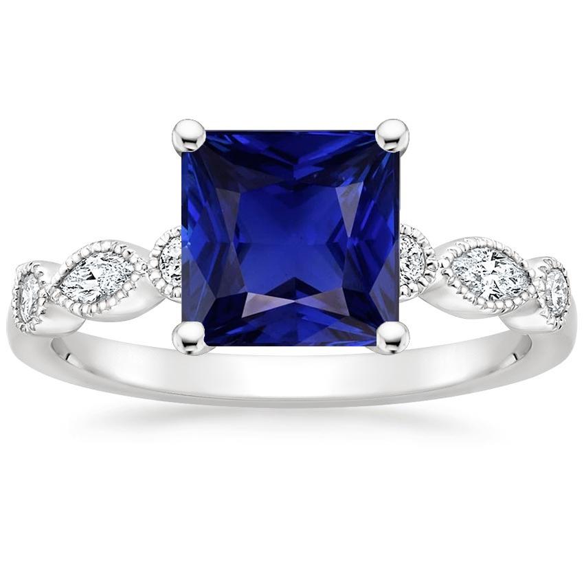 Anello Solitario Donna Blu Zaffiro Con Accenti Stile Vintage 6 Carati - harrychadent.it