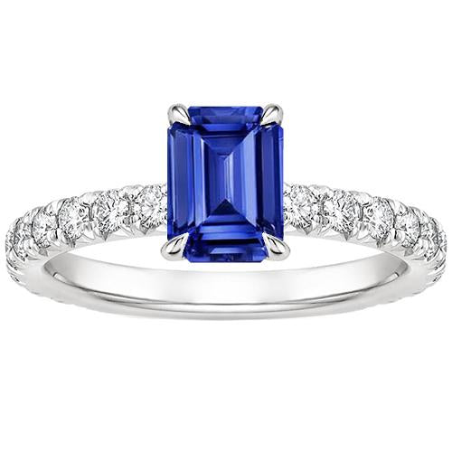 Anello Solitario Donna Con Accenti Zaffiro Blu & Diamante 4.50 Carati - harrychadent.it
