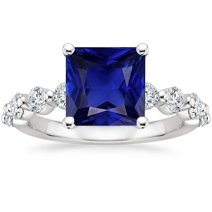 Anello Solitario Donna Con Accenti Zaffiro Blu Taglio Principessa 6 Carati - harrychadent.it