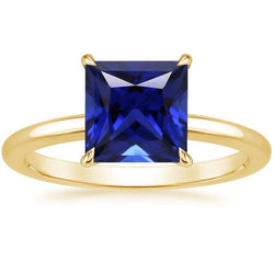 Anello Solitario Donna Principessa Sri Lanka Zaffiro Oro Giallo 5 Carati