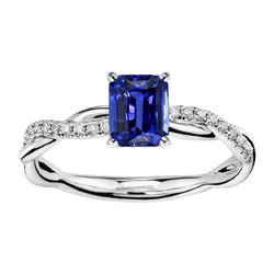 Anello Solitario Emerald Sapphire Con Accenti Gambo Ritorto 2,50 Carati