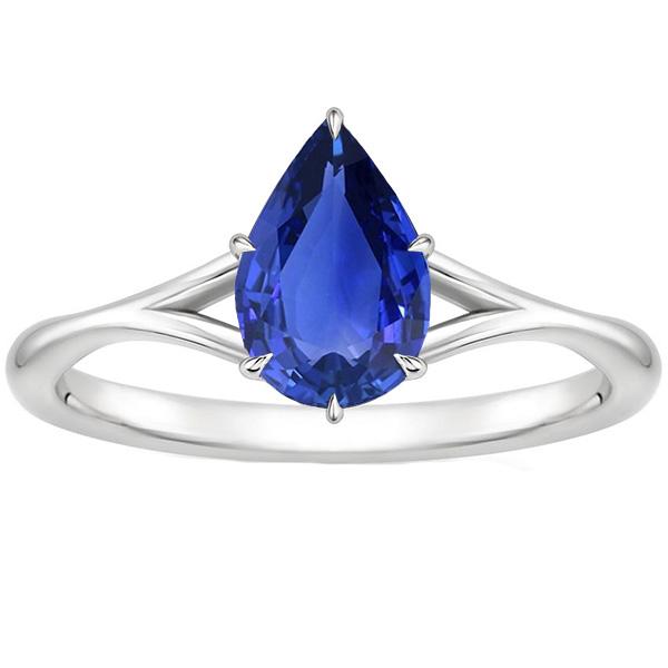 Anello Solitario Gambo Diviso Taglio Pera Zaffiro Blu 2.50 Carati - harrychadent.it